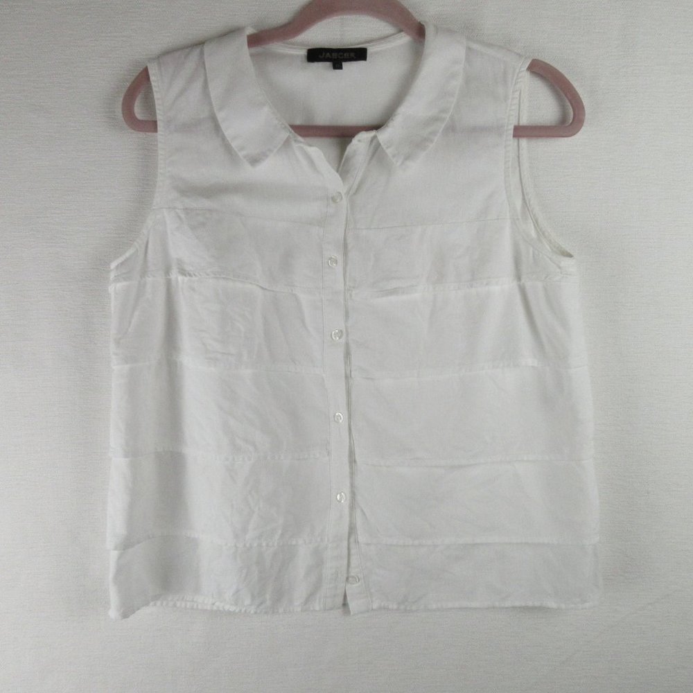 Jaeger Linen Sleeveless Button Down Size 12 (Us 1… - image 1